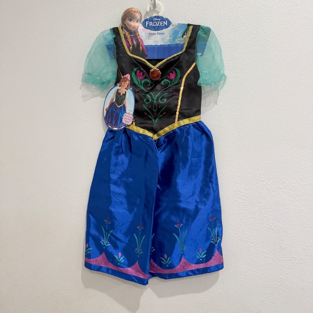 NEW Disney Frozen Anna Costume Kids 4-6X Fantasy Play Dress Sequin Glitter